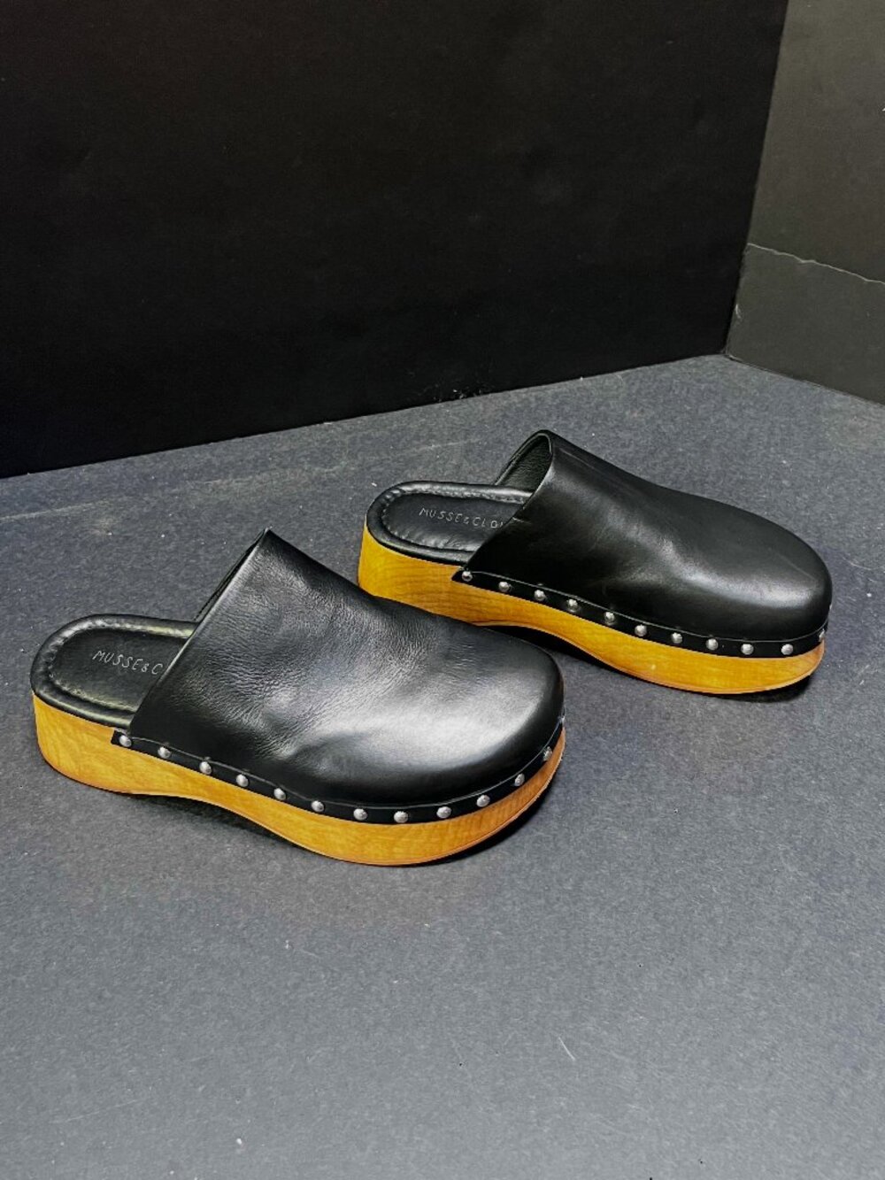 Musse & Cloud - EUC Black Studded Leather Clogs - Women's Sz. 8
